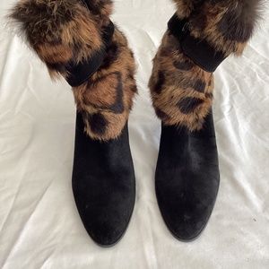 Stuart Weitzman suede/fur boots